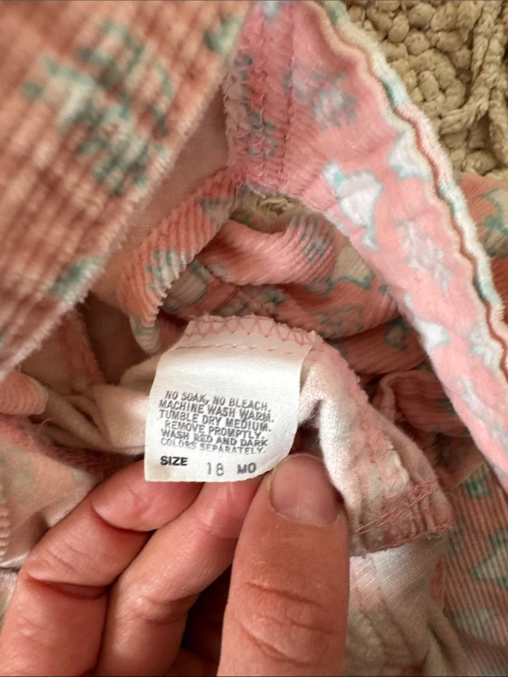 OshKosh B'gosh vintage Pink goose Print Corduroy Overalls 18mos